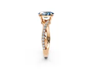 Solitaire Engagement Ring Setting for Fancy Blue Oval Center with Half-Pave Crossover Band and Prong Head in Rose Gold