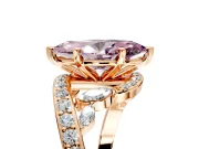 Solitaire Engagement Ring Setting for Fancy Pink Marquise Center with Pave Bypass Twist Band and Prong Head in Rose Gold