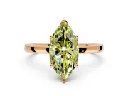Solitaire Engagement Ring Setting for Fancy Yellow Marquise Center with Thin Rounded Plain Band and Prong Head in Rose Gold