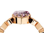 Milgrain Bezel Engagement Ring Setting for Fancy Pink Heart-Shaped Center with Marquise Stations and Bezel Head in Rose Gold
