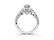 Solitaire Engagement Ring Setting for Fancy Pink Pear-Shaped Center with Filigree Accent Basket and Prong Head in Platinum
