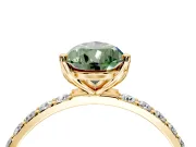 Solitaire Engagement Ring Setting for Fancy Green Pear-Shaped Center with Fine Pave Accents and Prong Head in Yellow Gold