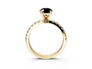 Open Basket Engagement Ring Setting for Fancy Black Oval Center with Pave Band and Prong Head in Yellow Gold
