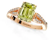 Solitaire Engagement Ring Setting for Fancy Yellow Emerald Cut Center with Twisted Pave Split Shank and Prong Head in Rose Gold