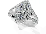 Halo Engagement Ring Setting for Marquise Center with Narrow Pave Split Shank and Prong Head in Platinum