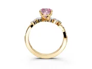 Solitaire Engagement Ring Setting for Fancy Pink Cushion Cut Center with Marquise Accent Twist Band and Prong Head in Yellow Gold