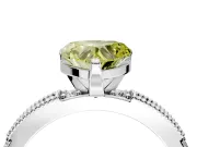 Solitaire Engagement Ring Setting for Fancy Yellow Heart-Shaped Center with Milgrain-Edged Pave Band and Prong Head in Sterling Silver