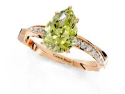 Side Accent Engagement Ring Setting for Fancy Yellow Pear-Shaped Center with Accent Shoulders and Prong Head in Rose Gold