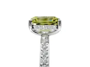 Solitaire Engagement Ring Setting for Fancy Yellow Emerald Cut Center with Fine Pave Band and Prong Head in Platinum