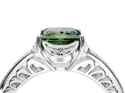 Floral Engagement Ring Setting for Fancy Green Princess Cut Center with Four Accent Clusters and Prong Head in Platinum