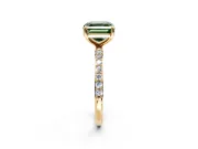 Solitaire Engagement Ring Setting for Fancy Green Asscher Cut Center with Pave Accents and Prong Head in Yellow Gold
