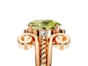 Solitaire Engagement Ring Setting for Fancy Yellow Oval Center with Twisted Band and Scroll Prong Head in Rose Gold