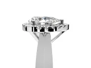 Halo Engagement Ring Setting for Pear-Shaped Center with Square Band and Prong Head in Sterling Silver