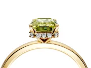 Hidden Halo Engagement Ring Setting for Fancy Yellow Emerald Cut Center with Plain Band and Tall Prong Head in Yellow Gold