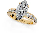 Solitaire Engagement Ring Setting for Marquise Center with Channel-Set Accents and Prong Head in Yellow Gold