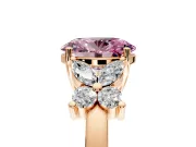 Floral Engagement Ring Setting for Fancy Pink Oval Center with Marquise Cluster Shoulders and Prong Head in Rose Gold