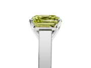 Solitaire Engagement Ring Setting for Fancy Yellow Asscher Cut Center with Tapered Split Shoulders and Prong Head in White Gold