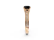 Solitaire Engagement Ring Setting for Fancy Black Cushion Cut Center with Pave Rail Split Shank and Prong Head in Rose Gold