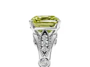 Solitaire Engagement Ring Setting for Fancy Yellow Asscher Cut Center with Marquise and Bezel Accents and Prong Head in Platinum