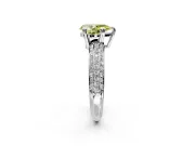 Solitaire Engagement Ring Setting for Fancy Yellow Pear-Shaped Center with Multi-Row Pave Accents and Basket Head in Platinum