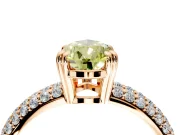 Solitaire Engagement Ring Setting for Fancy Yellow Pear-Shaped Center with Multi-Row Pave Accents and Basket Head in Rose Gold