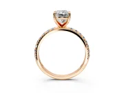 Solitaire Engagement Ring Setting for Radiant Cut Center with Micro Pave Band and Prong Head in Rose Gold