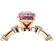 Solitaire Engagement Ring Setting for Fancy Pink Radiant Cut Center with Bezel Station Band and Prong Head in Rose Gold