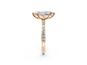 Solitaire Engagement Ring Setting for Marquise Center with Pave Accents and Prong Head in Rose Gold