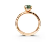 Solitaire Engagement Ring Setting for Fancy Green Oval Center with Milgrain X Pattern Band and Prong Head in Rose Gold