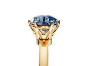 Solitaire Engagement Ring Setting for Fancy Blue Round Cut Center with Plain Band and Tulip Prong Head in Yellow Gold