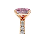 Solitaire Engagement Ring Setting for Fancy Pink Radiant Cut Center with Fine Pave Band and Claw Prong Head in Rose Gold