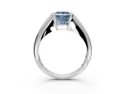 Tension Engagement Ring Setting for Fancy Blue Princess Cut Center with Wide Tapered Band and Tension Head in Platinum