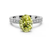 Milgrain Pave Engagement Ring Setting for Fancy Yellow Oval Center with Accent Band and Prong Head in Sterling Silver