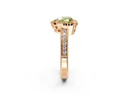 Milgrain Halo Engagement Ring Setting for Fancy Yellow Heart-Shaped Center with Wide Pave Band and Prong Head in Rose Gold