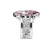 Solitaire Engagement Ring Setting for Fancy Pink Marquise Center with Graduated Shared Prongs and Prong Head in Platinum