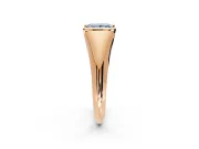 Tension Engagement Ring Setting for Fancy Blue Princess Cut Center with Wide Tapered Band and Tension Head in Rose Gold