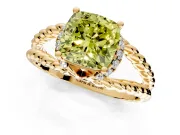 Halo Engagement Ring Setting for Fancy Yellow Cushion Cut Center with Rope Twist Split Shank and Prong Head in Yellow Gold