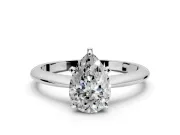 Solitaire Engagement Ring Setting for Pear-Shaped Center with Knife Ridge Band and Claw Prong Head in Sterling Silver