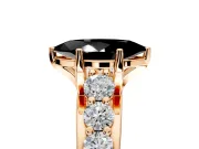Solitaire Engagement Ring Setting for Fancy Black Marquise Center with Graduated Shared Prongs and Prong Head in Rose Gold