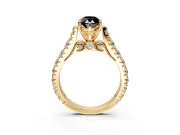 Solitaire Engagement Ring Setting for Fancy Black Marquise Center with Pave Cathedral Shoulders and Prong Head in Yellow Gold