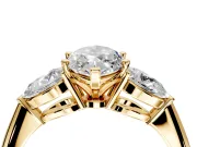 3 Stone Engagement Ring Setting for Marquise Center with Large Pear-Shaped Accents and Prong Head in Yellow Gold