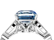 Solitaire Engagement Ring Setting for Fancy Blue Asscher Cut Center with Marquise and Bezel Accents and Prong Head in White Gold