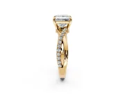 Solitaire Engagement Ring Setting for Princess Cut Center with Half-Pave Crossover Band and Prong Head in Yellow Gold