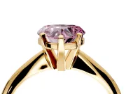 Solitaire Engagement Ring Setting for Fancy Pink Heart-Shaped Center with Knife Ridge Band and Claw Prong Head in Yellow Gold