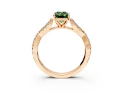 Solitaire Engagement Ring Setting for Fancy Green Emerald Cut Center with Twisted Pave Split Shank and Prong Head in Rose Gold