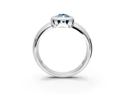 Solitaire Engagement Ring Setting for Fancy Blue Pear-Shaped Center with Wide Band and Bezel Head in Sterling Silver