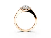 Halo Engagement Ring Setting for Oval Center with Plain Tapered Band and Prong Head in Rose Gold