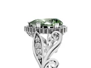 Halo Engagement Ring Setting for Fancy Green Pear-Shaped Center with Leaf Motif Split Shank and Prong Head in Platinum