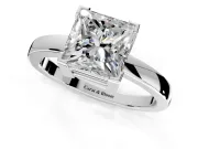 Solitaire Engagement Ring Setting for Princess Cut Center with Plain Band and Flat Tab Prong Head in Sterling Silver