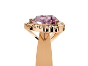 Halo Engagement Ring Setting for Fancy Pink Heart-Shaped Center with Square Band and Prong Head in Rose Gold